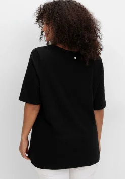 Shirt mit weitem Rundhalsausschnitt, in Rippstruktur<sheego Online