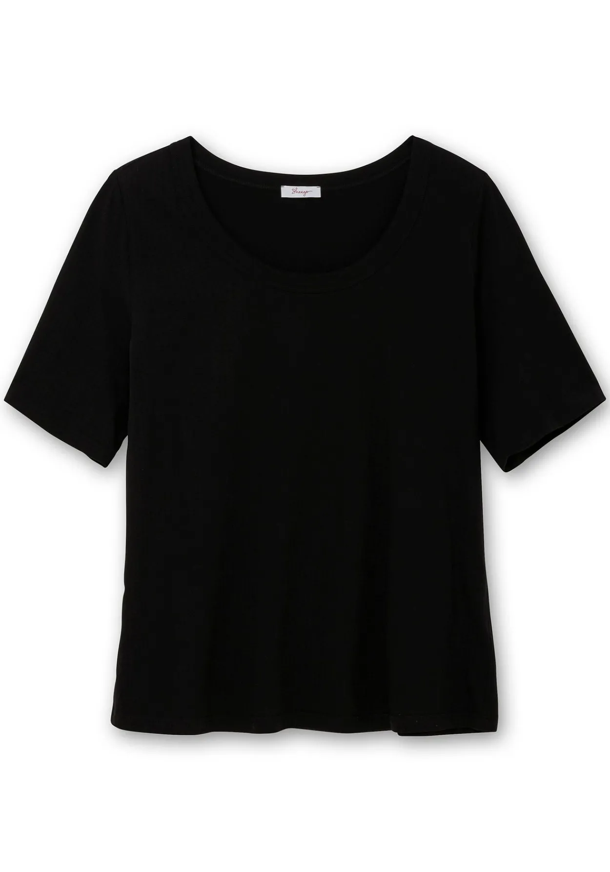 Shirt mit weitem Rundhalsausschnitt, in Rippstruktur<sheego Online