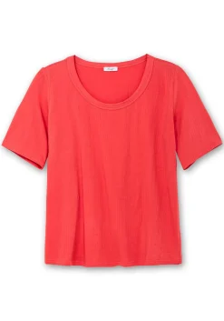 Shirt mit weitem Rundhalsausschnitt, in Rippstruktur<sheego Sale