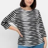 Shirt mit welligen Streifen und 3/4-Ärmeln<sheego Hot