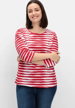 Shirt mit welligen Streifen und 3/4-Ärmeln<sheego Clearance