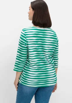 Shirt mit welligen Streifen und 3/4-Ärmeln<sheego Sale