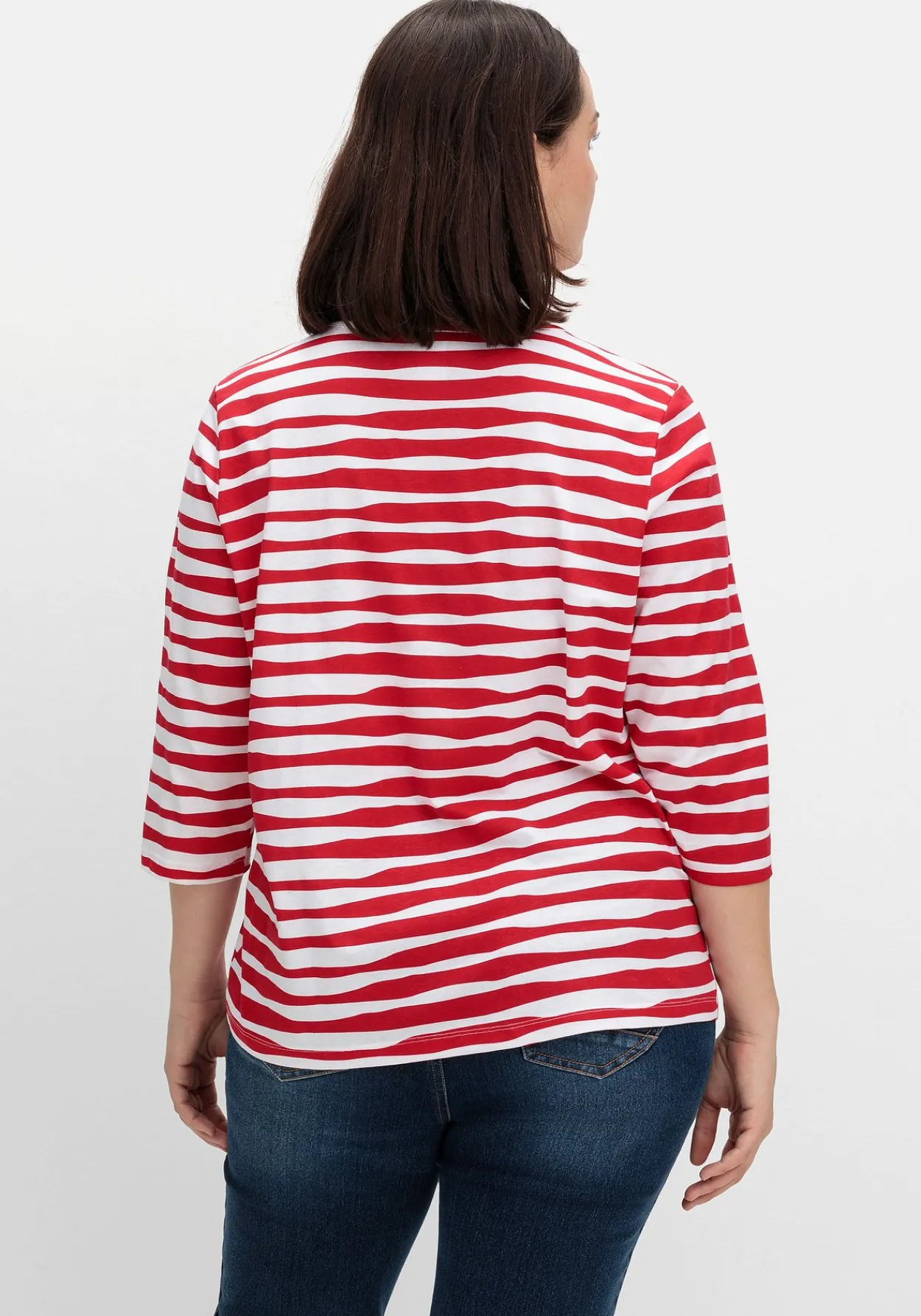 Shirt mit welligen Streifen und 3/4-Ärmeln<sheego Clearance