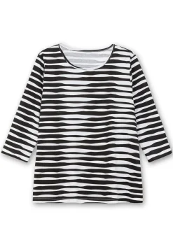 Shirt mit welligen Streifen und 3/4-Ärmeln<sheego Hot