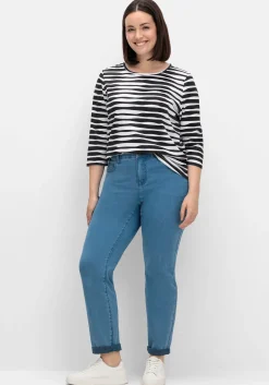 Shirt mit welligen Streifen und 3/4-Ärmeln<sheego Hot