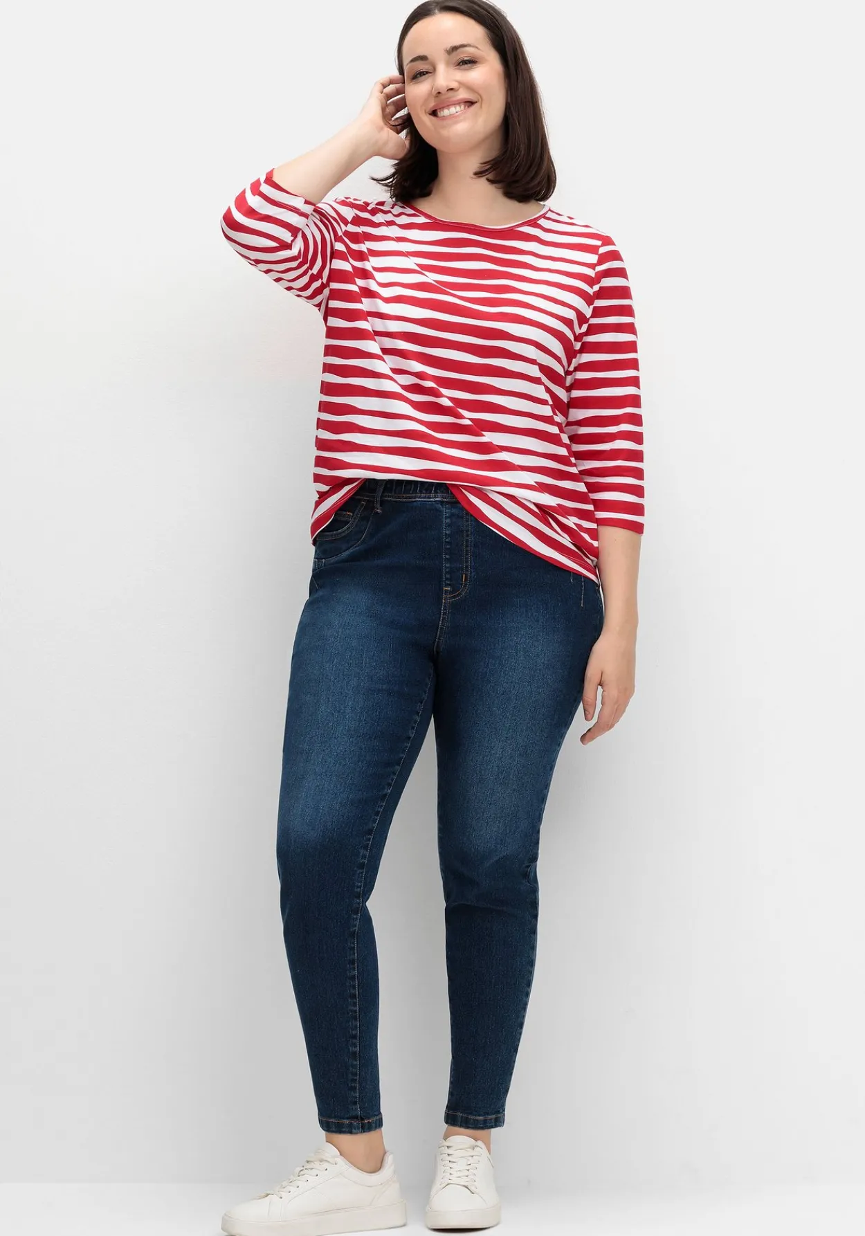 Shirt mit welligen Streifen und 3/4-Ärmeln<sheego Clearance