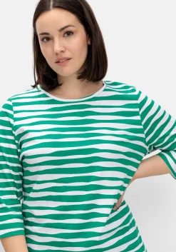 Shirt mit welligen Streifen und 3/4-Ärmeln<sheego Sale
