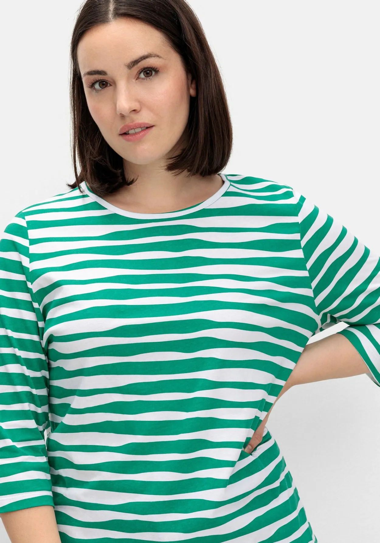 Shirt mit welligen Streifen und 3/4-Ärmeln<sheego Sale