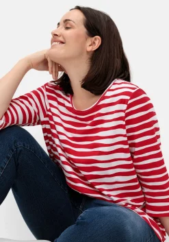 Shirt mit welligen Streifen und 3/4-Ärmeln<sheego Clearance