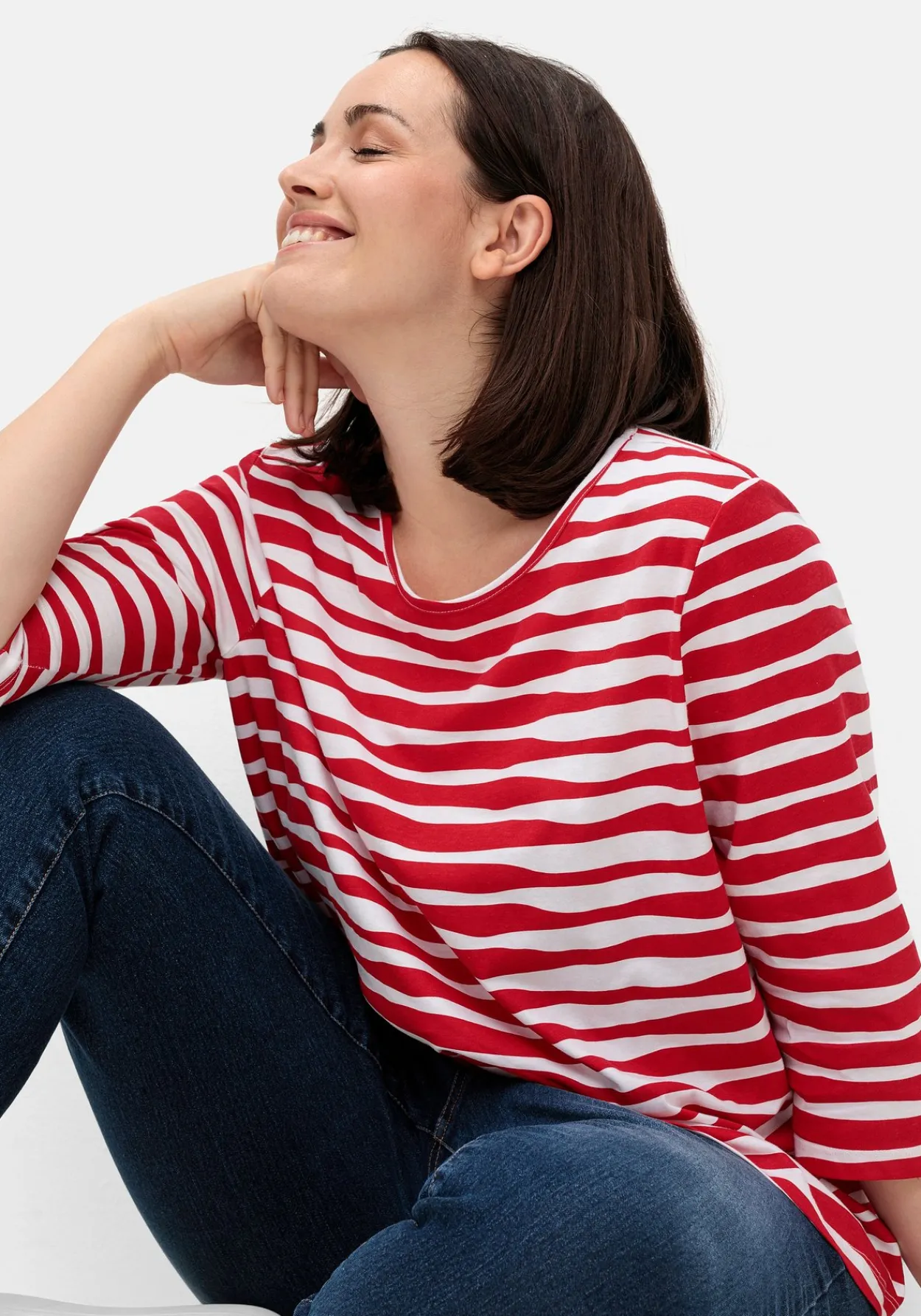 Shirt mit welligen Streifen und 3/4-Ärmeln<sheego Clearance