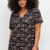 Shirt mit Zipper am Ausschnitt und Blumenprint<sheego Online