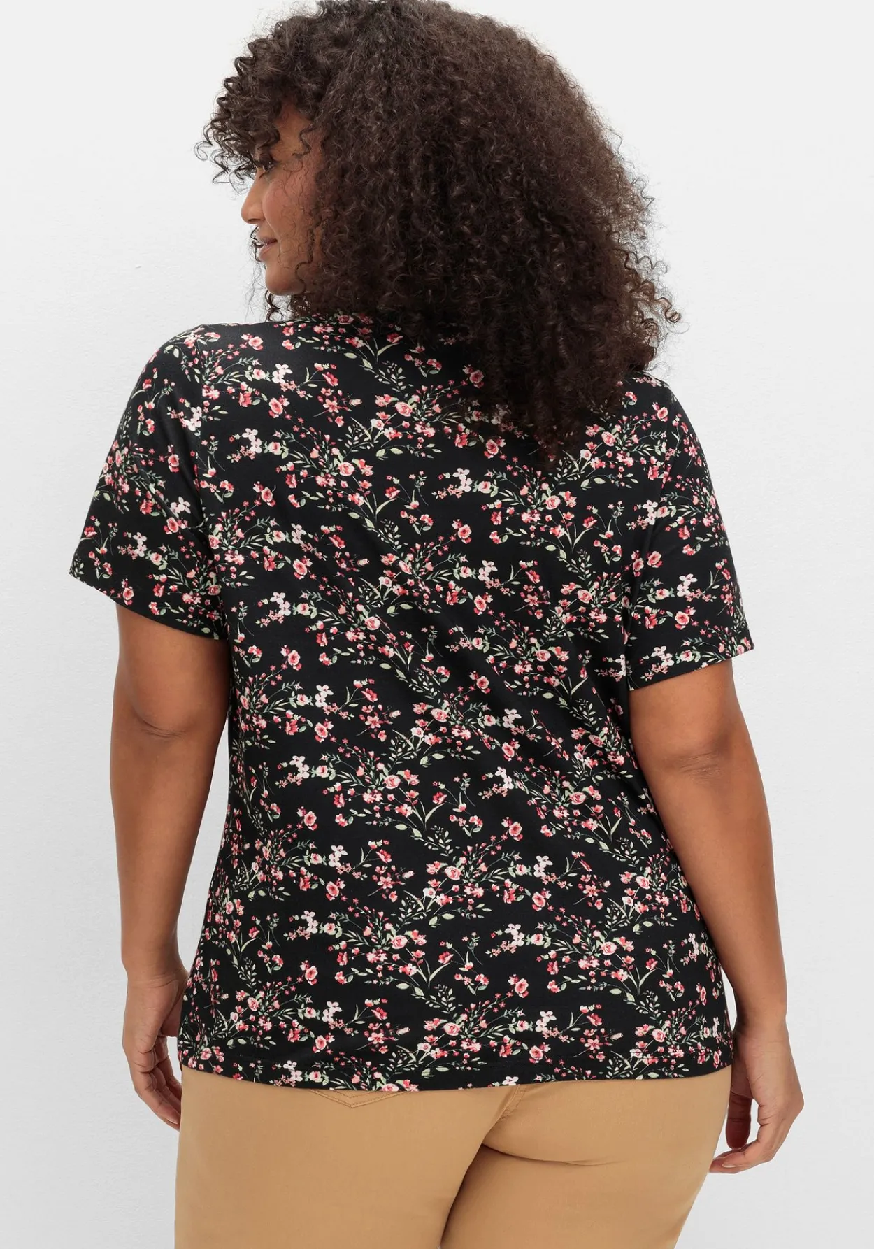 Shirt mit Zipper am Ausschnitt und Blumenprint<sheego Online