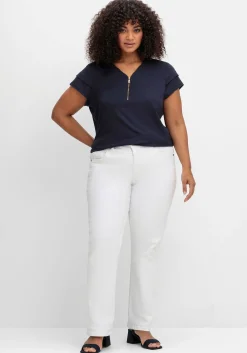 Shirt mit Zipper am V-Ausschnitt<sheego by Joe Browns Online