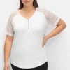 Shirt mit Zipper und Ärmeln aus Spitze<creation L Hot