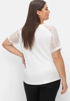 Shirt mit Zipper und Ärmeln aus Spitze<creation L Hot