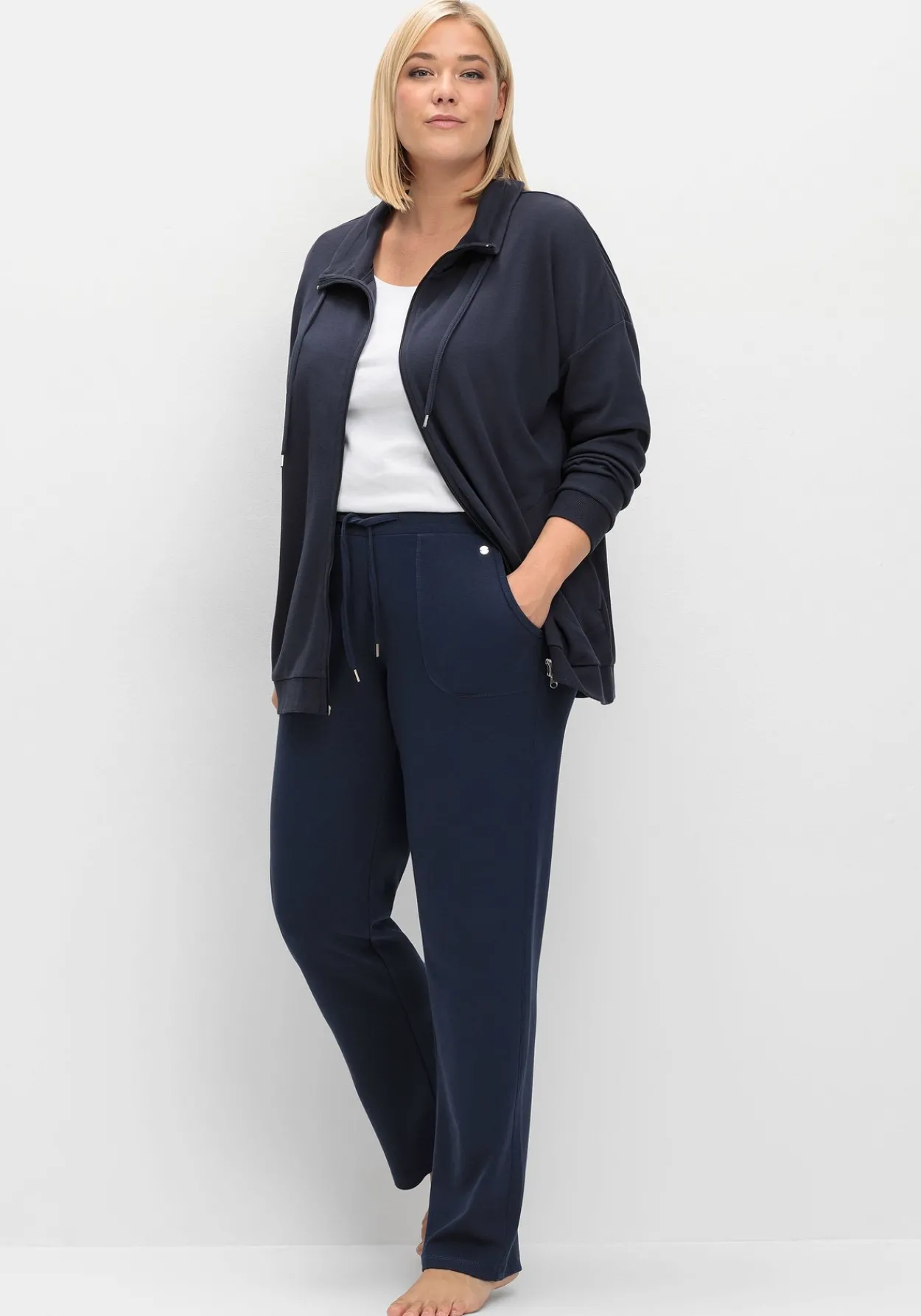 Shirtjacke mit Stehkragen und Bindeband<sheego Sale