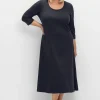 Shirtkleid aus Rippqualität, mit 3/4-Ärmeln<sheego Discount