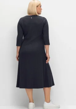 Shirtkleid aus Rippqualität, mit 3/4-Ärmeln<sheego Discount