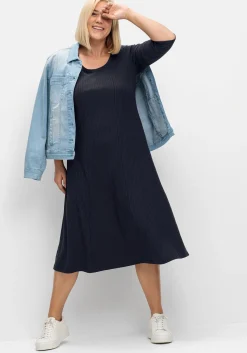 Shirtkleid aus Rippqualität, mit 3/4-Ärmeln<sheego Discount