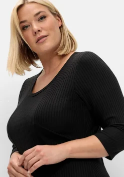 Shirtkleid aus Rippqualität, mit 3/4-Ärmeln<sheego New