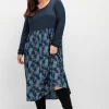 Shirtkleid in Midilänge, im Muster- und Materialmix<sheego Discount