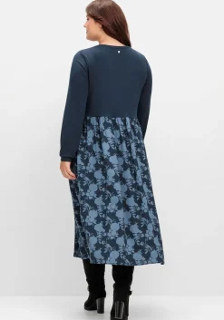 Shirtkleid in Midilänge, im Muster- und Materialmix<sheego Discount