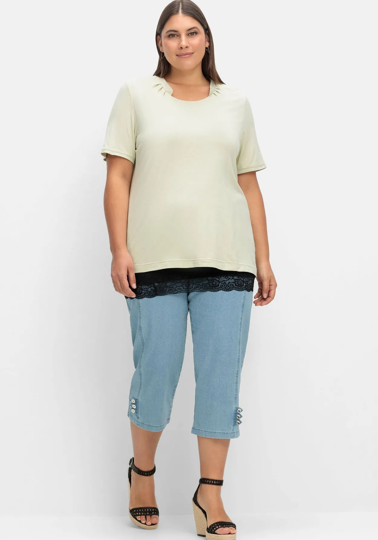Shirt-Verlängerung mit Spitzenbund<sheego Sale