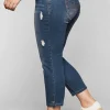 Slim Fit Jeans in 7/8-Länge mit Destroyed-Effekten<sheego Hot