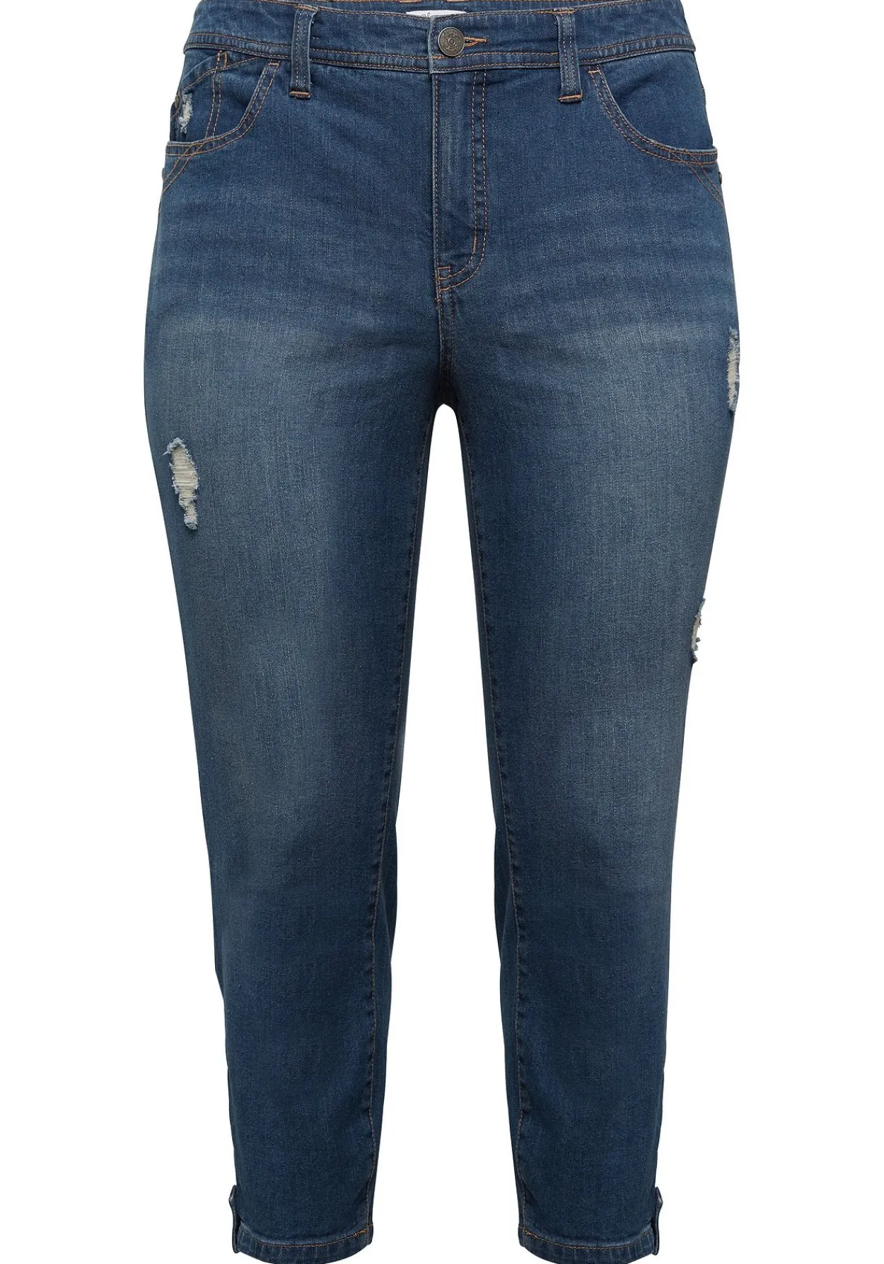Slim Fit Jeans in 7/8-Länge mit Destroyed-Effekten<sheego Hot
