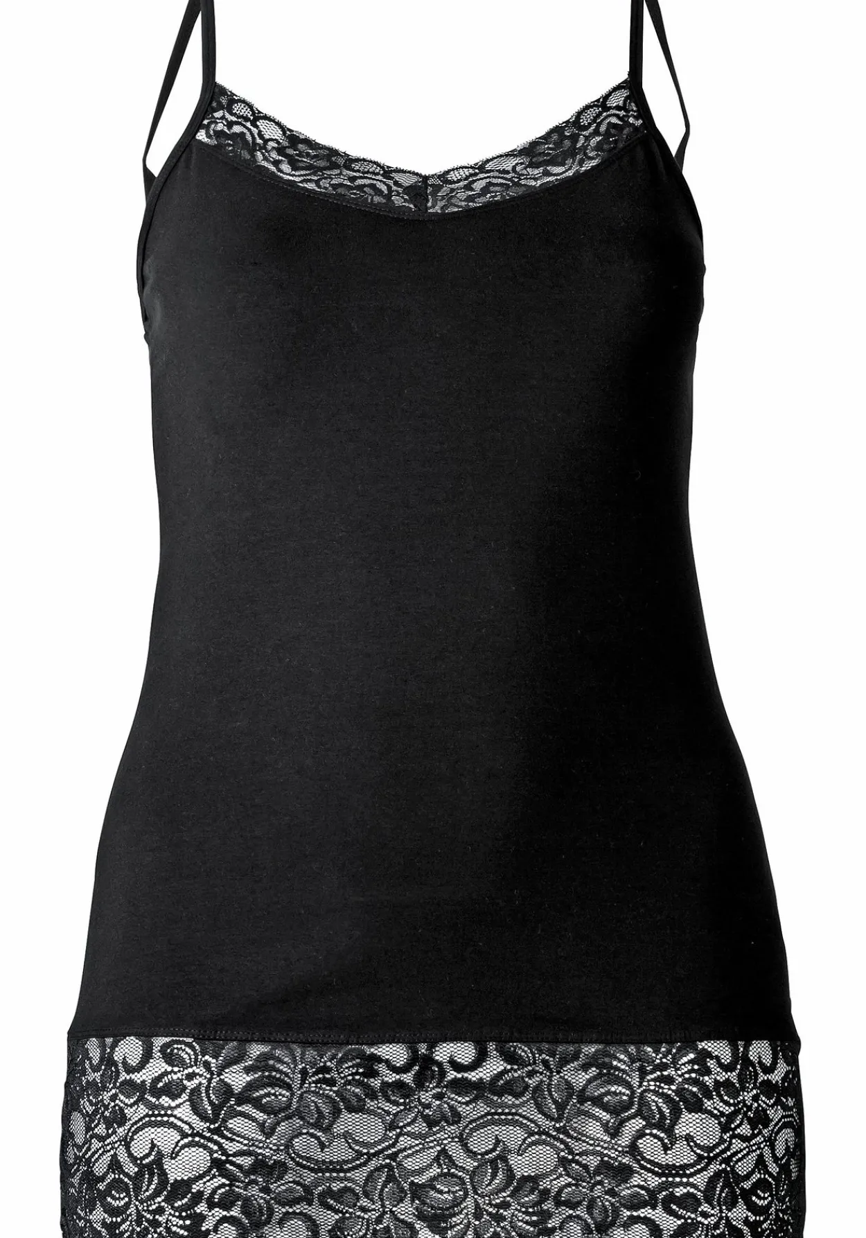Spaghetti-Top mit breitem Spitzensaum<sheego Fashion