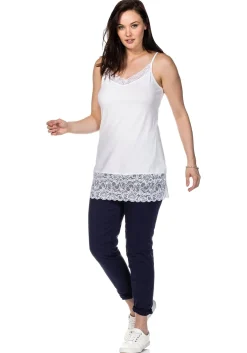 Spaghetti-Top mit breitem Spitzensaum<sheego Fashion