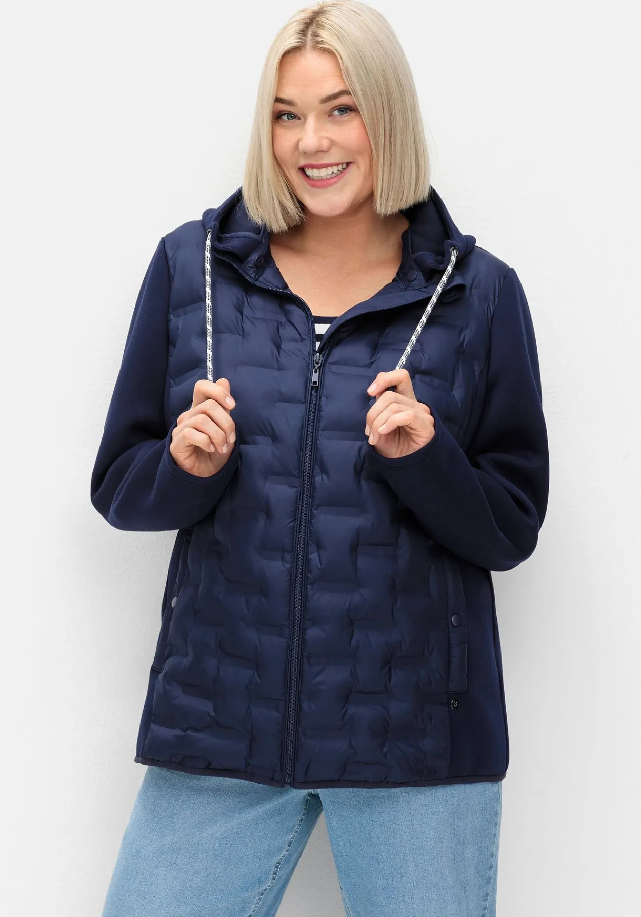 Steppjacke im Materialmix, mit Kapuze<sheego Best
