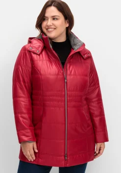 Steppjacke mit Kapuze und Flanell-Details<sheego Outlet
