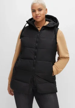 Steppweste in A-Linie, mit Kapuze und 2-Wege-Zipper<sheego Online