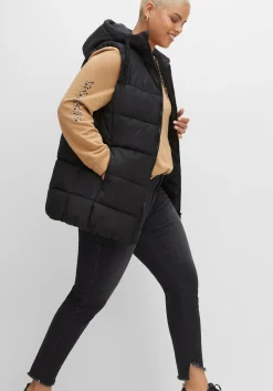 Steppweste in A-Linie, mit Kapuze und 2-Wege-Zipper<sheego Online