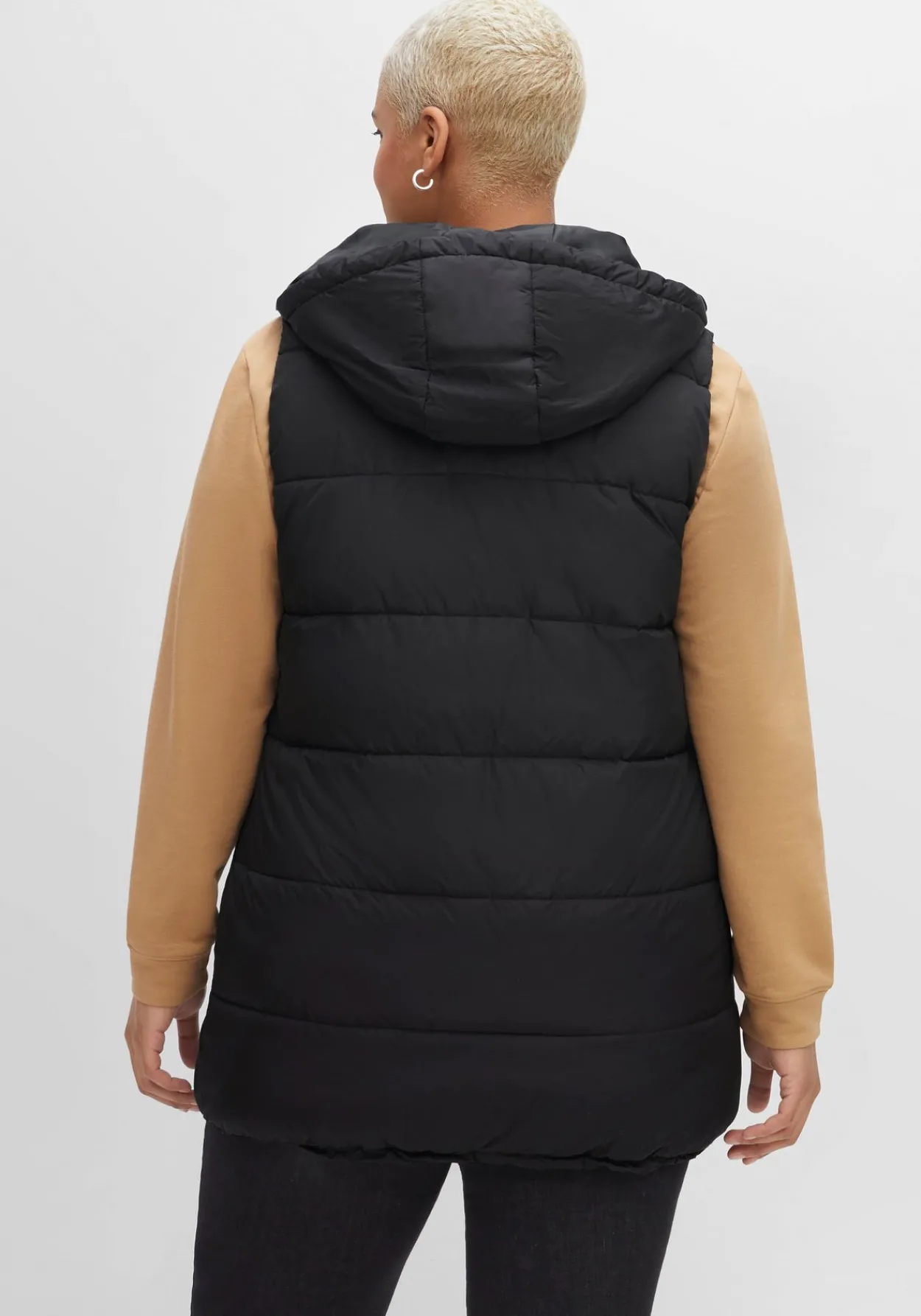 Steppweste in A-Linie, mit Kapuze und 2-Wege-Zipper<sheego Online