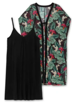 Strandset aus Jerseykleid und offenem Kaftan<sheego Hot