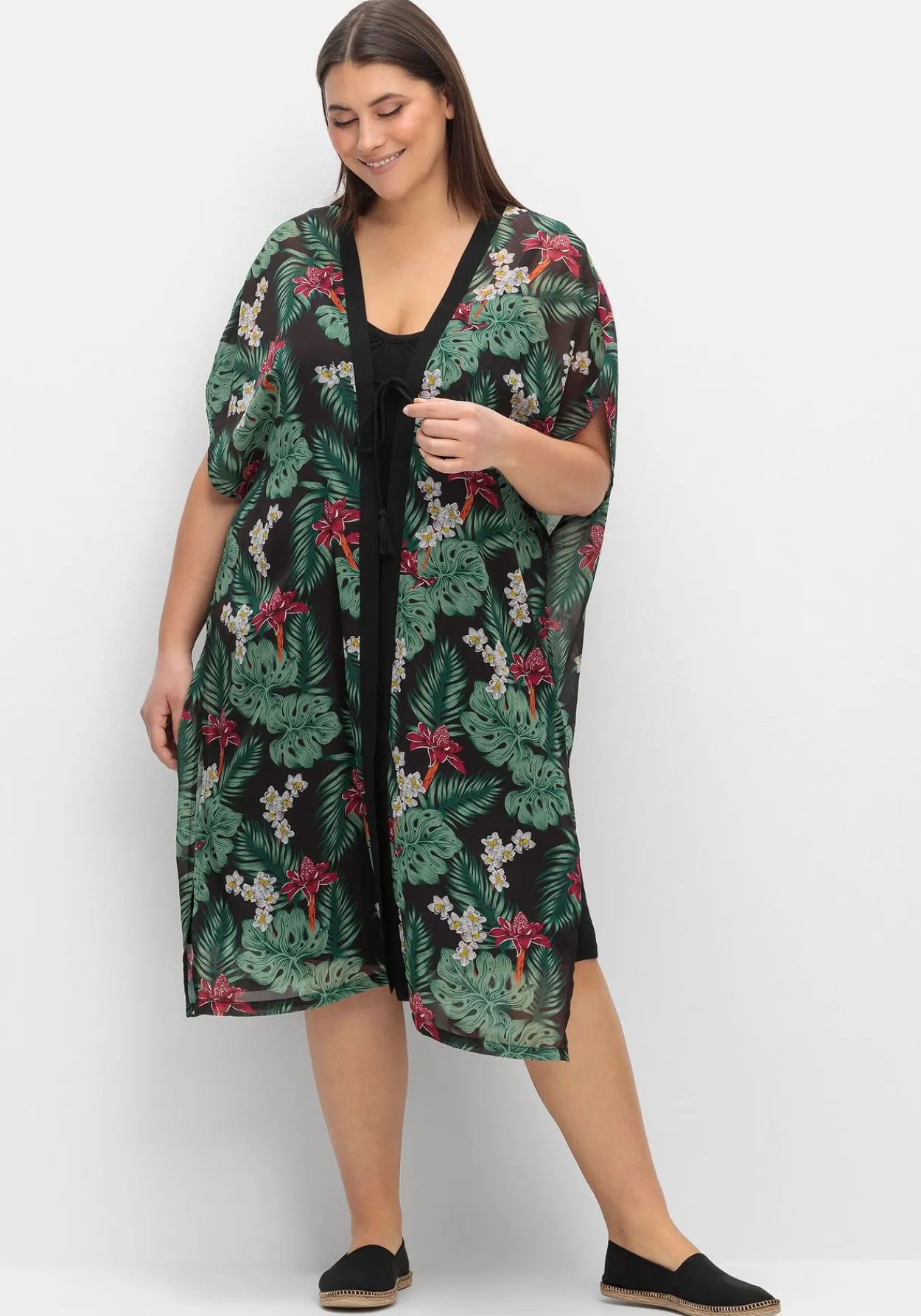 Strandset aus Jerseykleid und offenem Kaftan<sheego Hot
