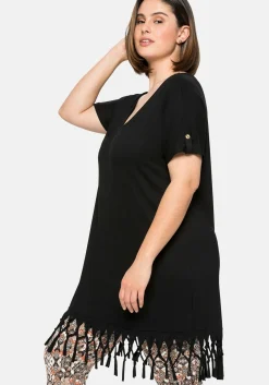 Strandshirt in Longform, mit Fransen am Saum<sheego Discount
