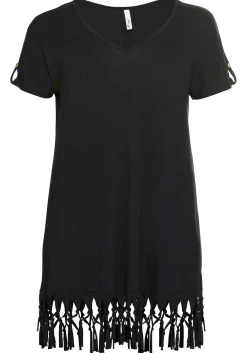 Strandshirt in Longform, mit Fransen am Saum<sheego Discount