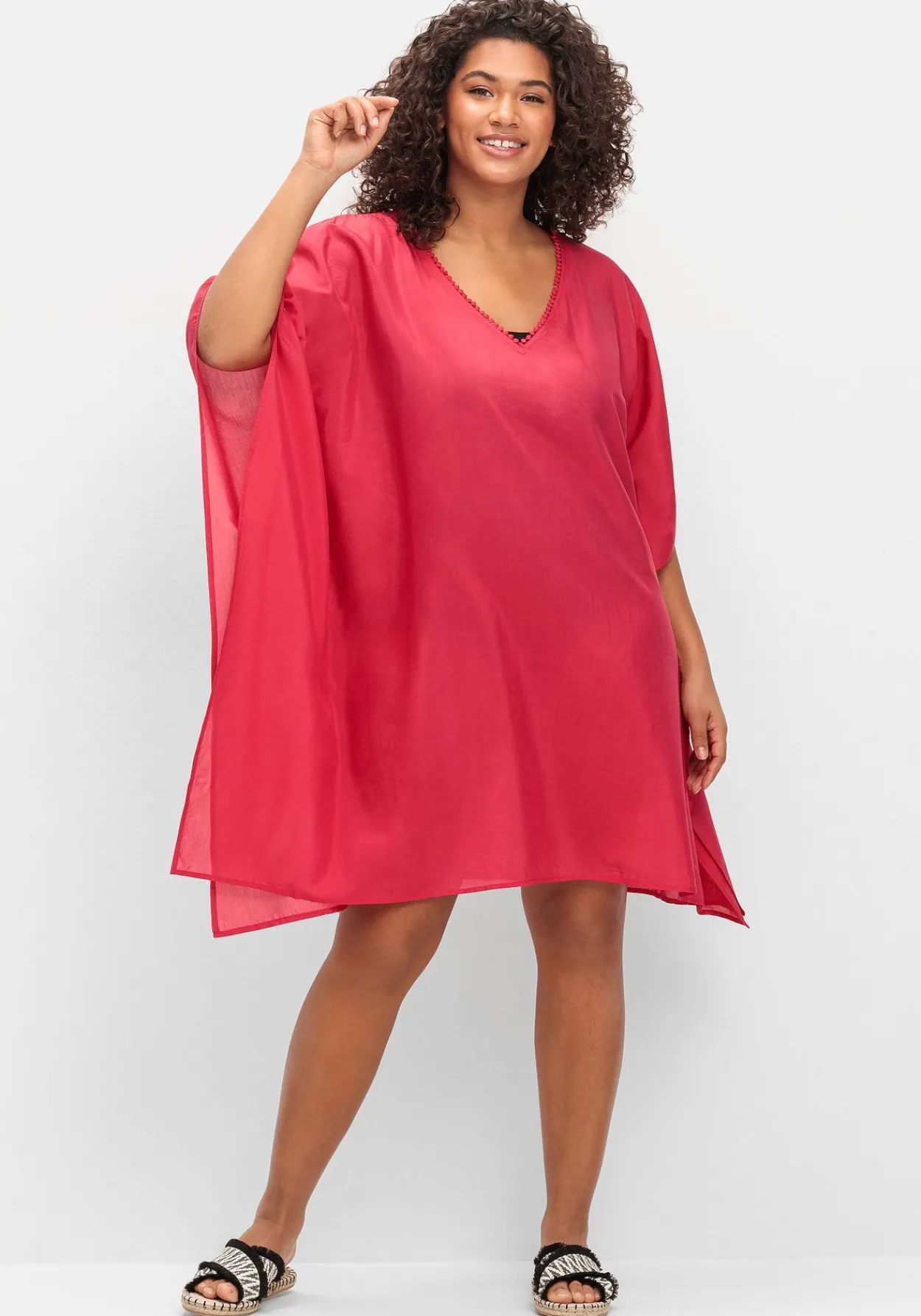 Strandtunika im Poncho-Schnitt, leicht transparent<sheego Sale
