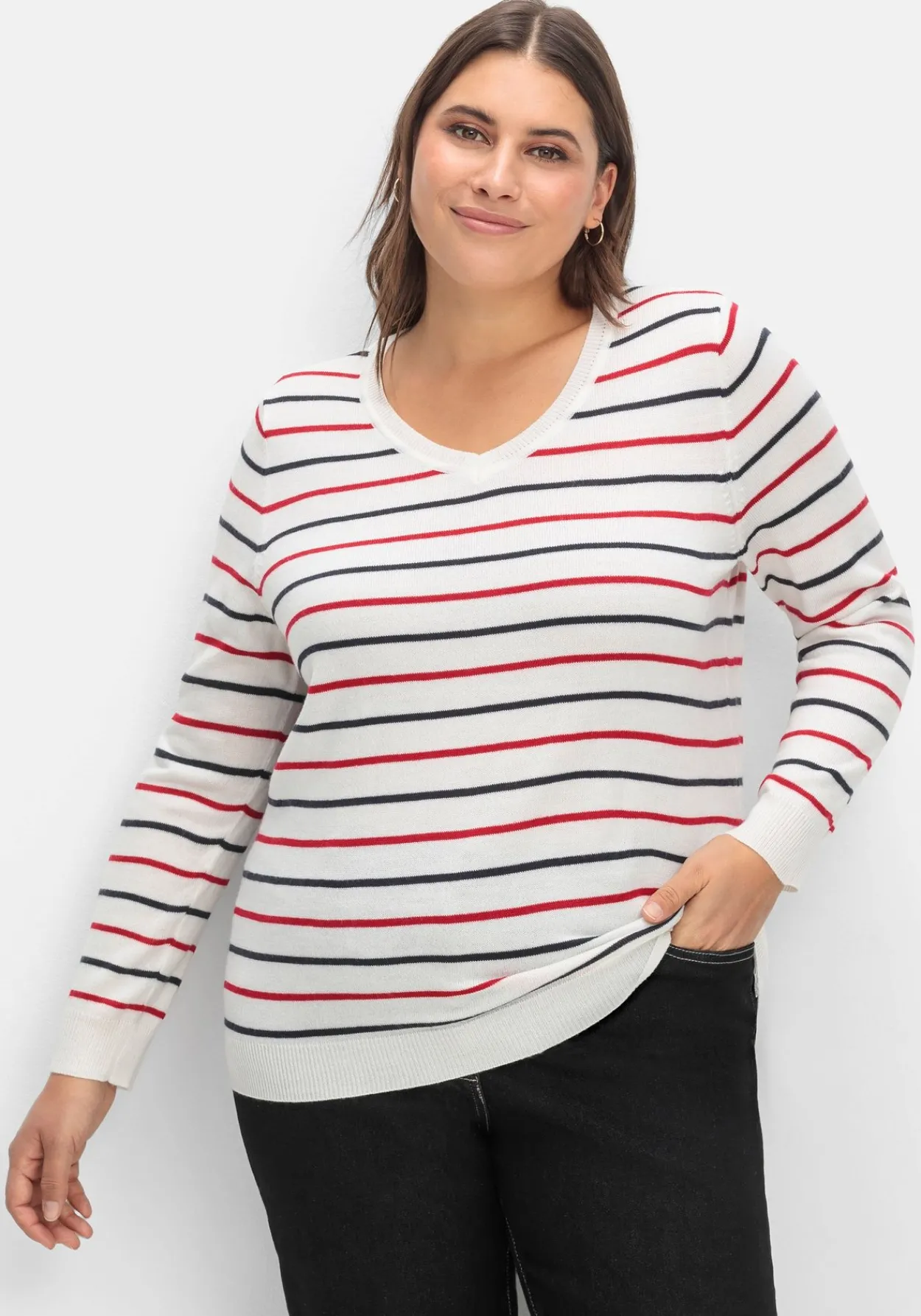Streifen-Pullover mit Ripp-Abschlüssen<sheego New