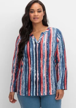 Streifenshirt im Batik-Look, mit Krempelärmeln<sheego Hot