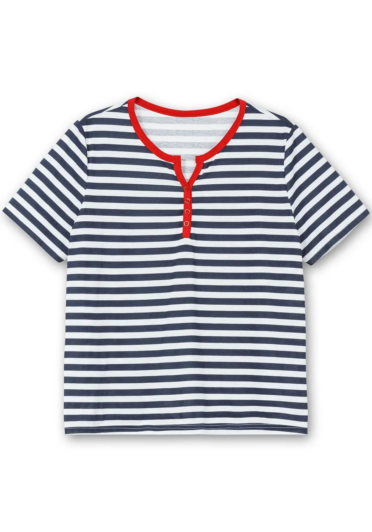 Streifenshirt mit kurzer Zierknopfleiste<sheego Sale