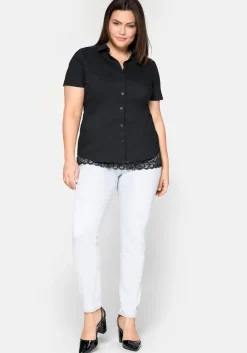 Stretch-Bluse mit kurzem Arm, leicht tailliert<sheego New