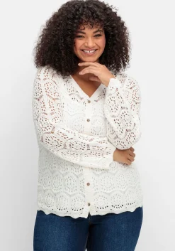Strickjacke aus transparenter Häkelspitze<sheego by Joe Browns Discount