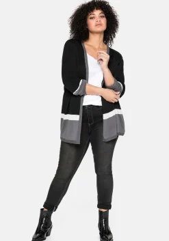 Strickjacke im Colourblocking-Stil, in offener Form<sheego Fashion