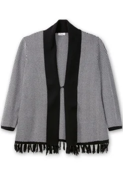 Strickjacke im Fischgrätmuster, mit Schalkragen<sheego Fashion