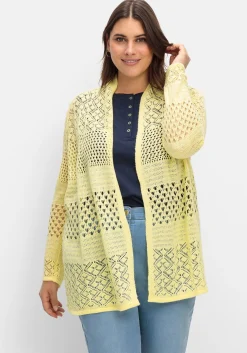 Strickjacke mit Ajourmuster, in offener Form<sheego Fashion