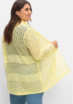 Strickjacke mit Ajourmuster, in offener Form<sheego Fashion